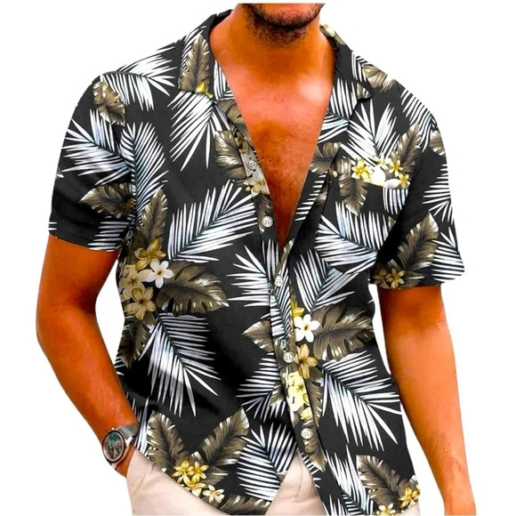 NWT COOFANDY Mens Hawaiian Short Sleeve Casual Button Down Tropical Beach Shirt - Picture 2 of 6